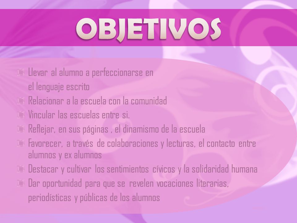 OBJETIVOS Llevar al alumno a perfeccionarse en el lenguaje escrito