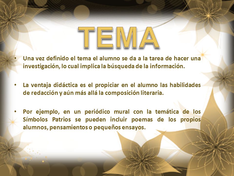 TEMA Una vez definido el tema el alumno se da a la tarea de hacer una investigación, lo cual implica la búsqueda de la información.