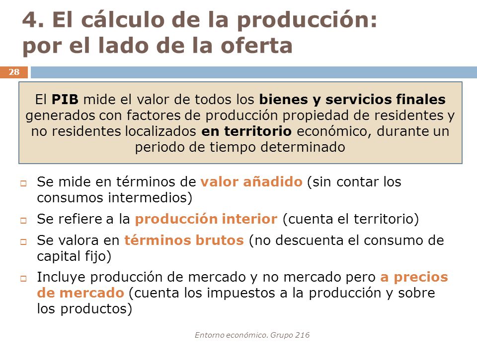 4. El cálculo de la producción: por el lado de la oferta