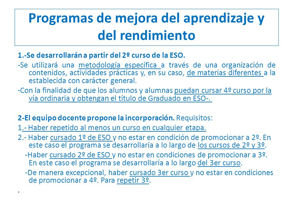 Programas de mejora del aprendizaje y del rendimiento
