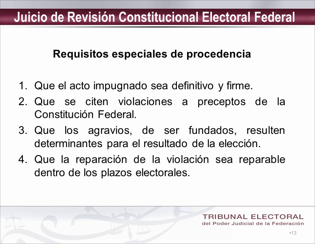 Requisitos especiales de procedencia