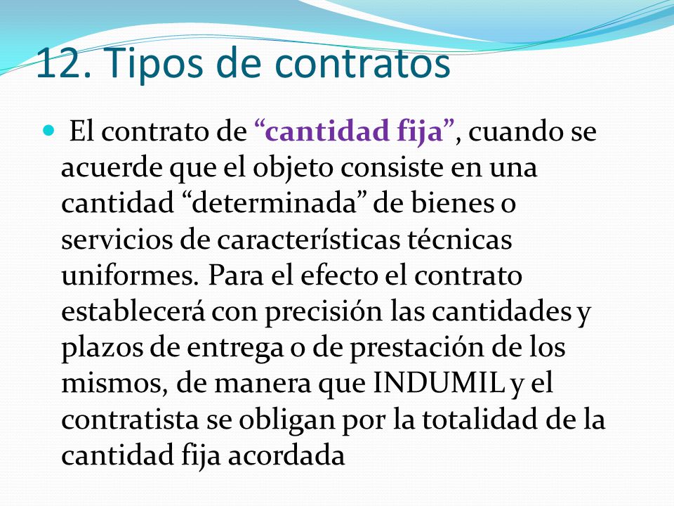 12. Tipos de contratos