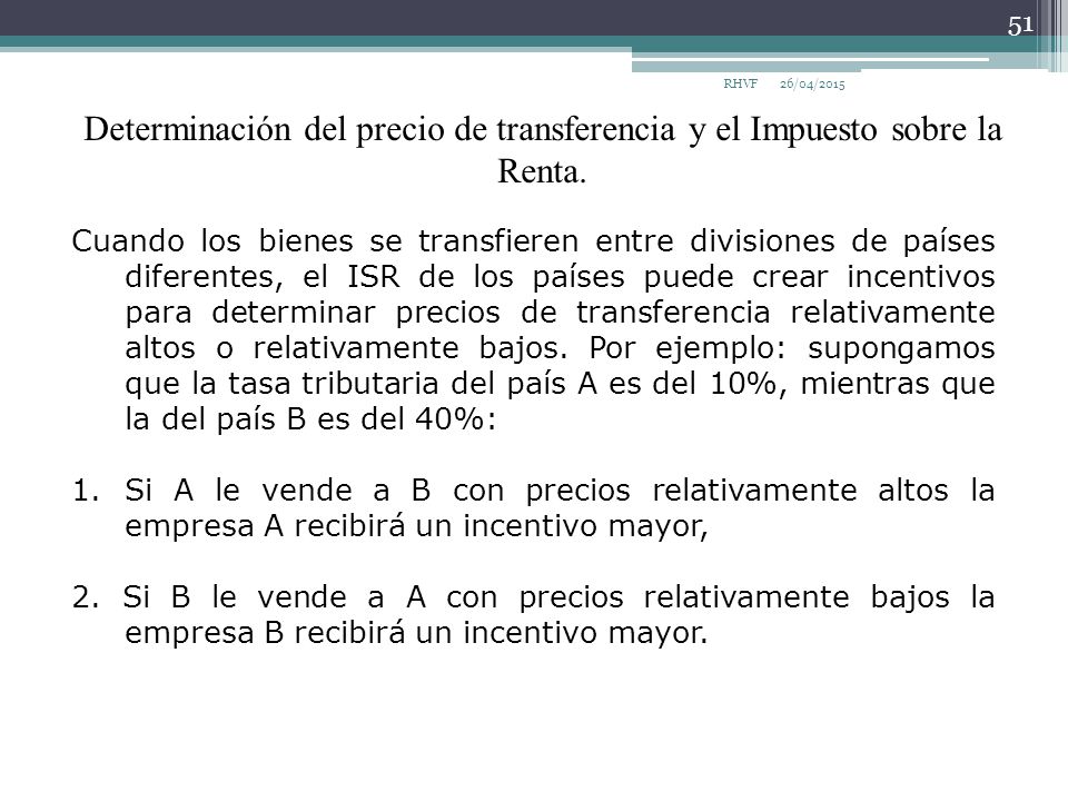 Determinación del precio de transferencia y el Impuesto sobre la