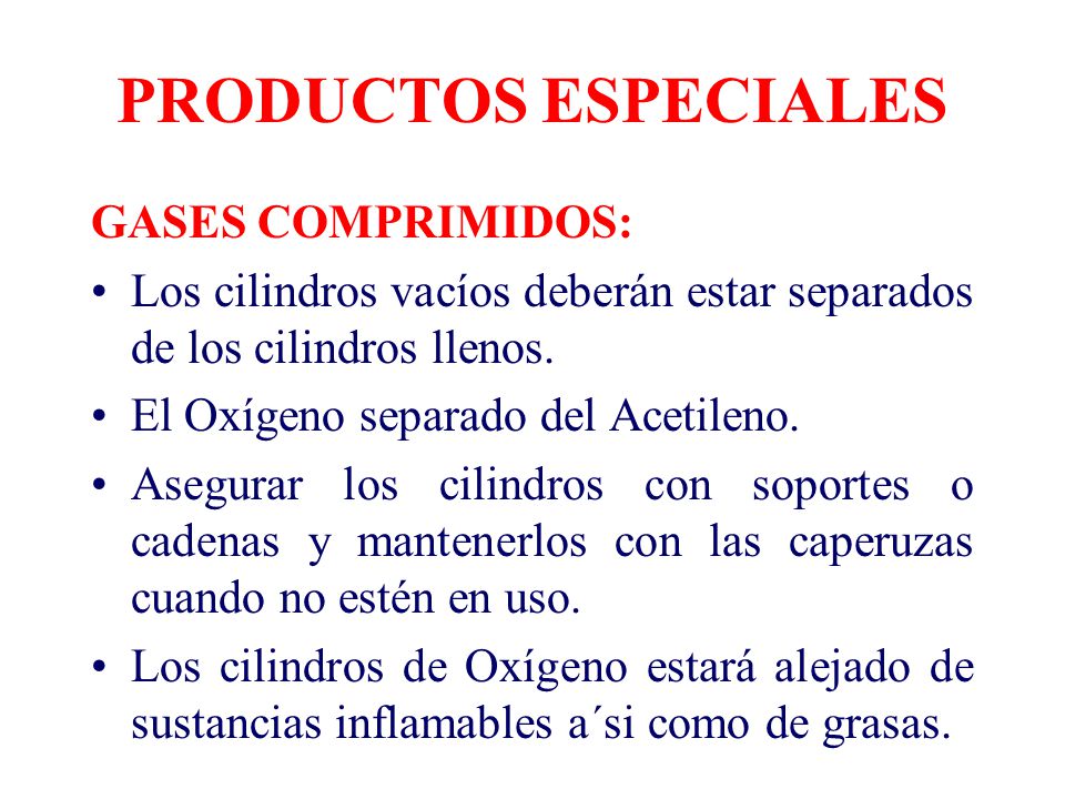 PRODUCTOS ESPECIALES GASES COMPRIMIDOS: