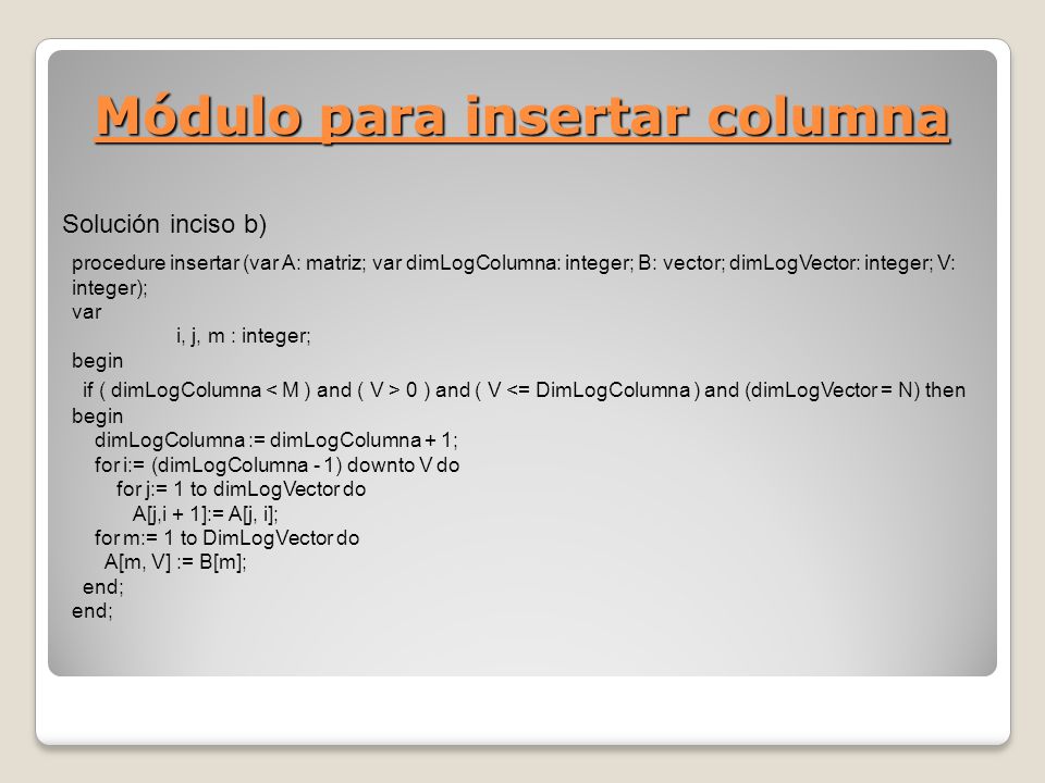 Módulo para insertar columna
