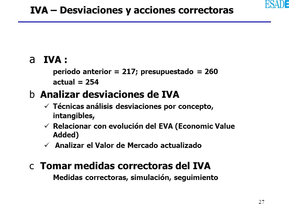 IVA – Desviaciones y acciones correctoras