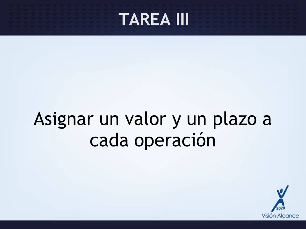 Asignar un valor y un plazo a cada operación