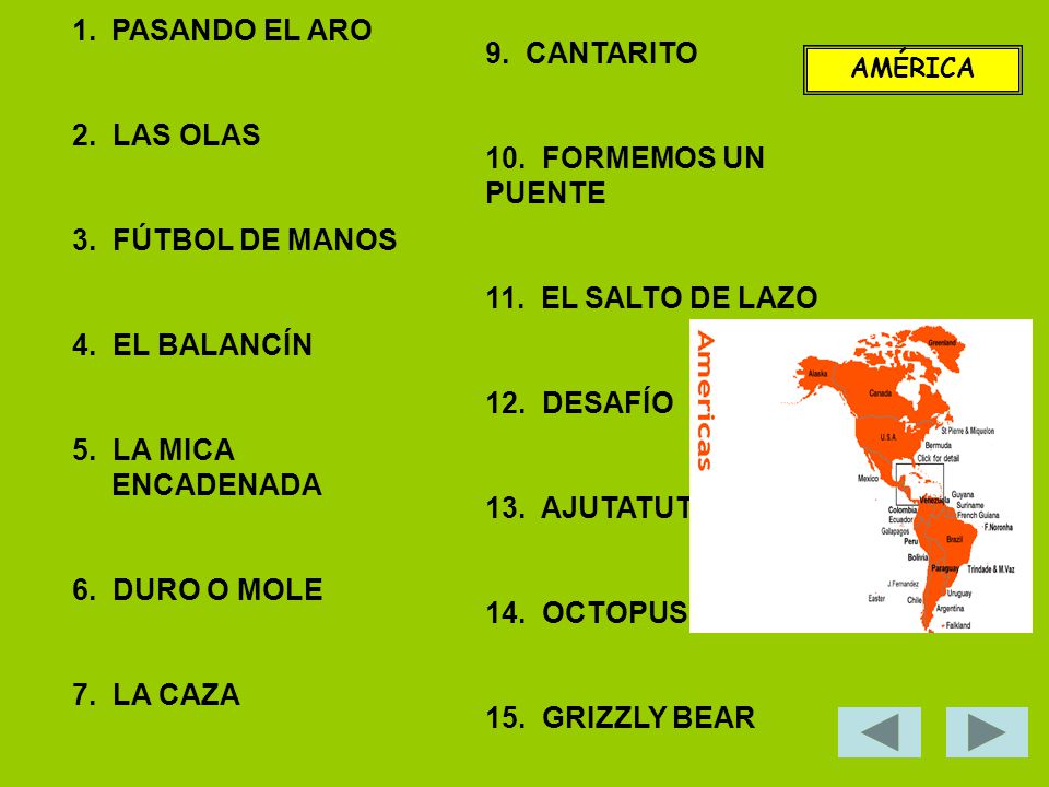 PASANDO EL ARO 9. CANTARITO 2. LAS OLAS 10. FORMEMOS UN PUENTE