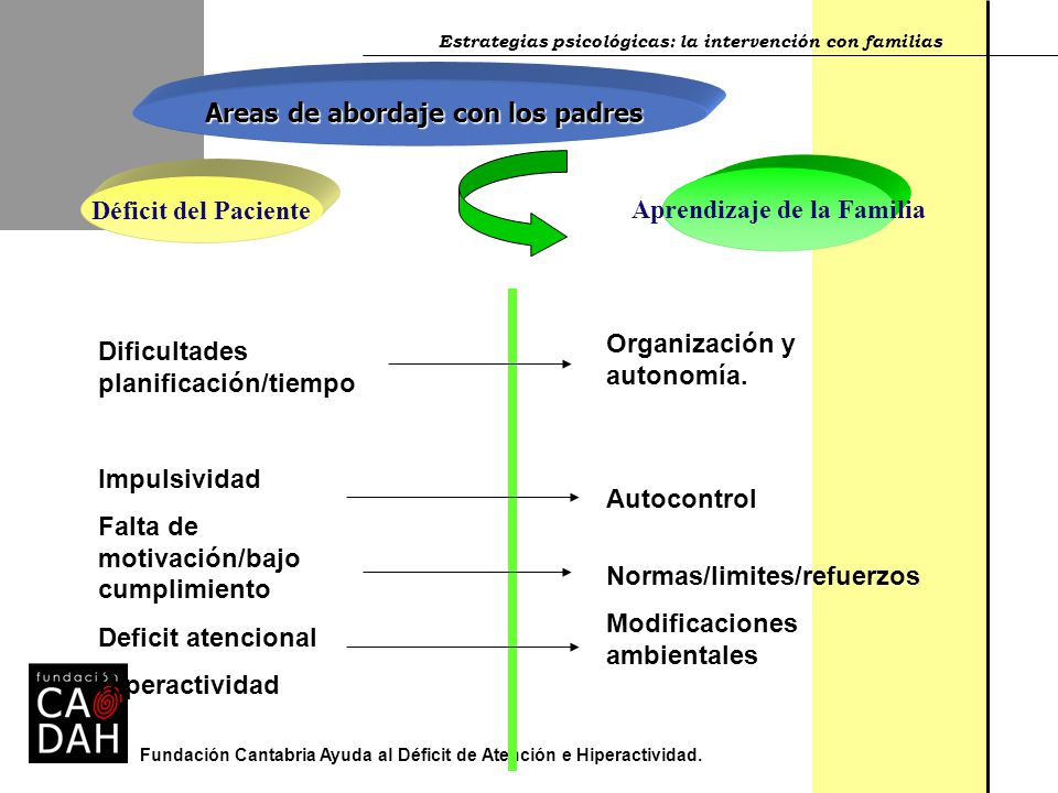 Areas de abordaje con los padres Aprendizaje de la Familia