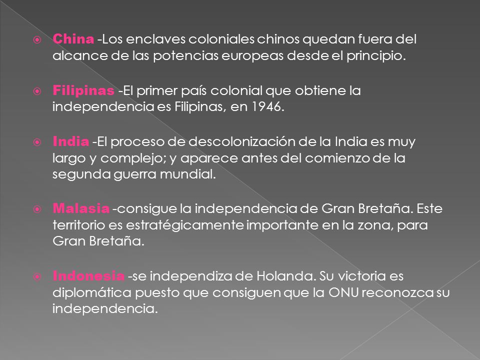 China -Los enclaves coloniales chinos quedan fuera del alcance de las potencias europeas desde el principio.