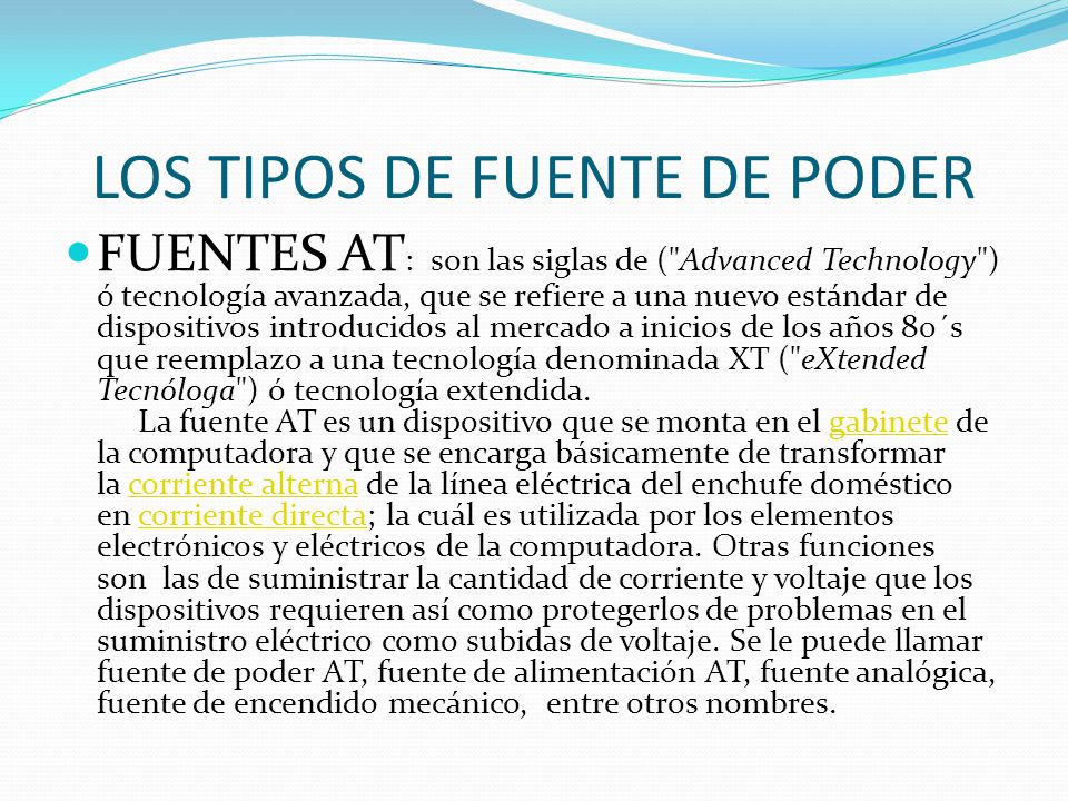 LOS TIPOS DE FUENTE DE PODER