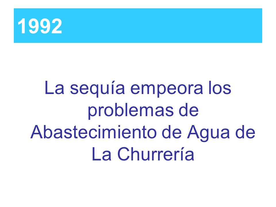 1992 La sequía empeora los problemas de Abastecimiento de Agua de La Churrería