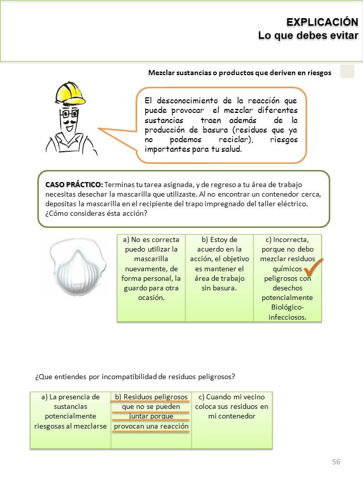 Mezclar sustancias o productos que deriven en riesgos