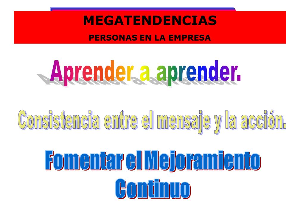 Consistencia entre el mensaje y la acción. Fomentar el Mejoramiento
