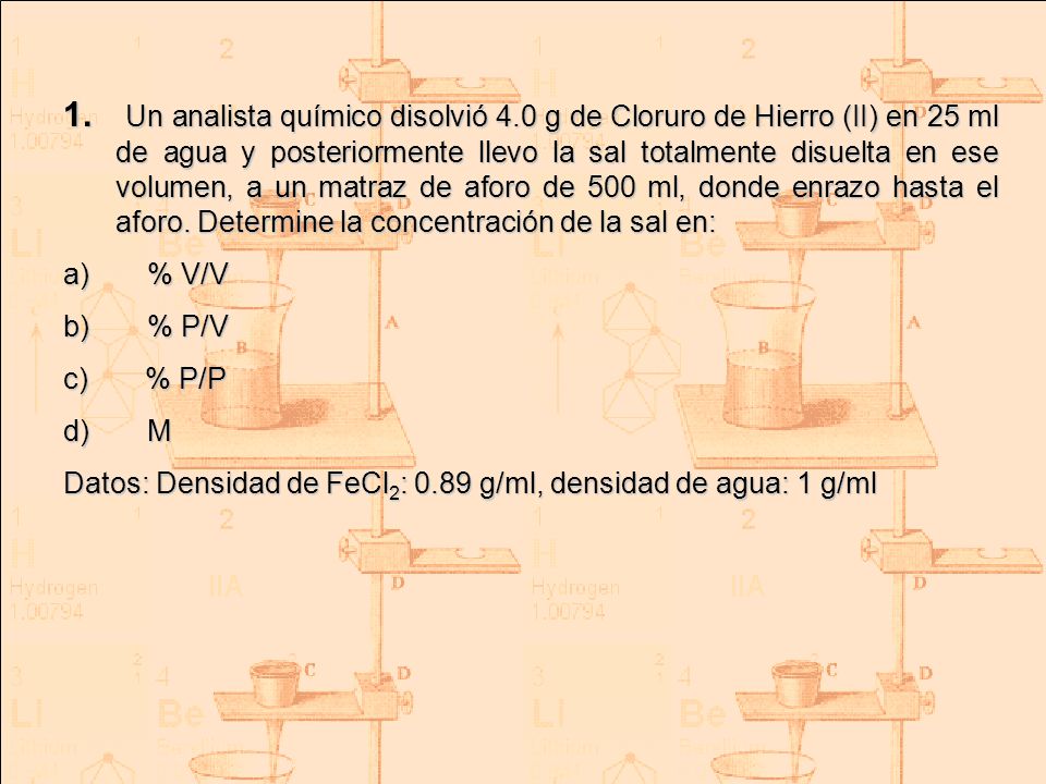 Un analista químico disolvió 4