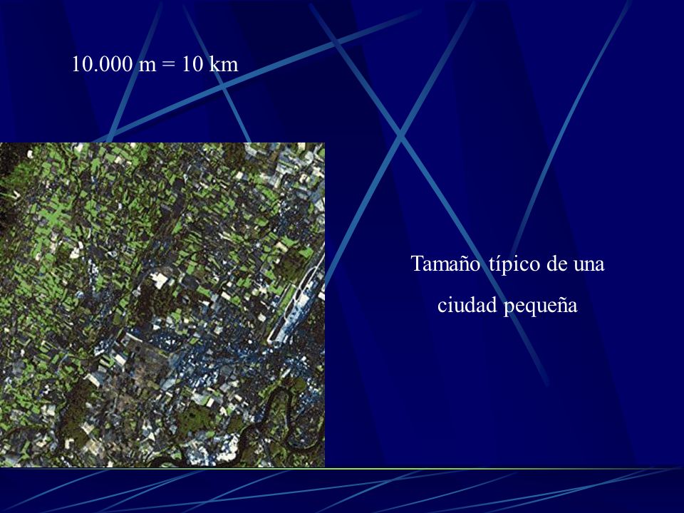 m = 10 km Tamaño típico de una ciudad pequeña