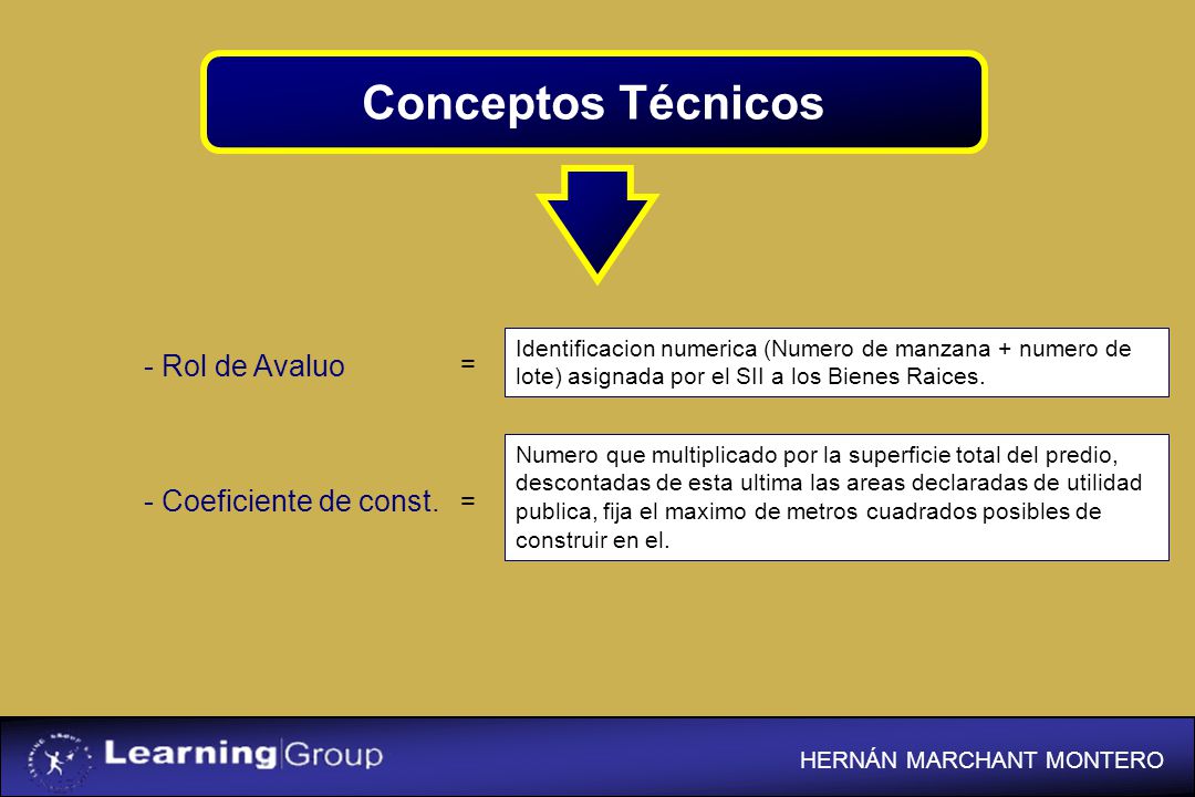 Conceptos Técnicos - Rol de Avaluo - Coeficiente de const. = =