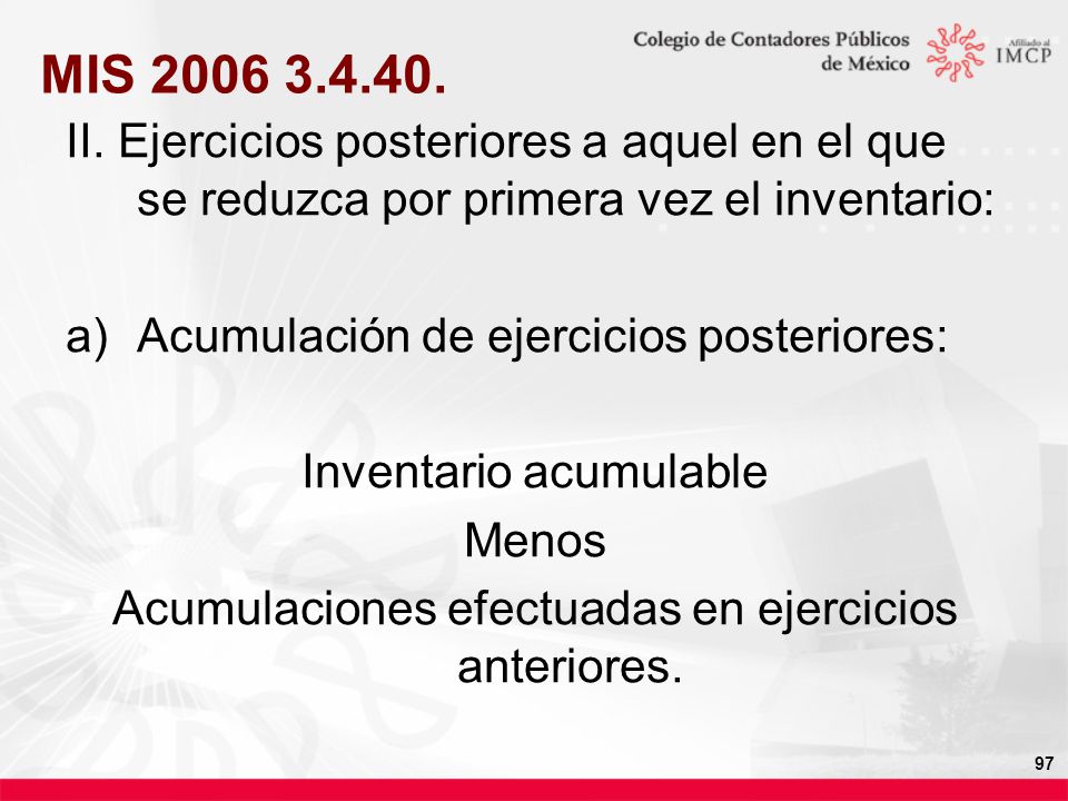 MIS II. Ejercicios posteriores a aquel en el que se reduzca por primera vez el inventario:
