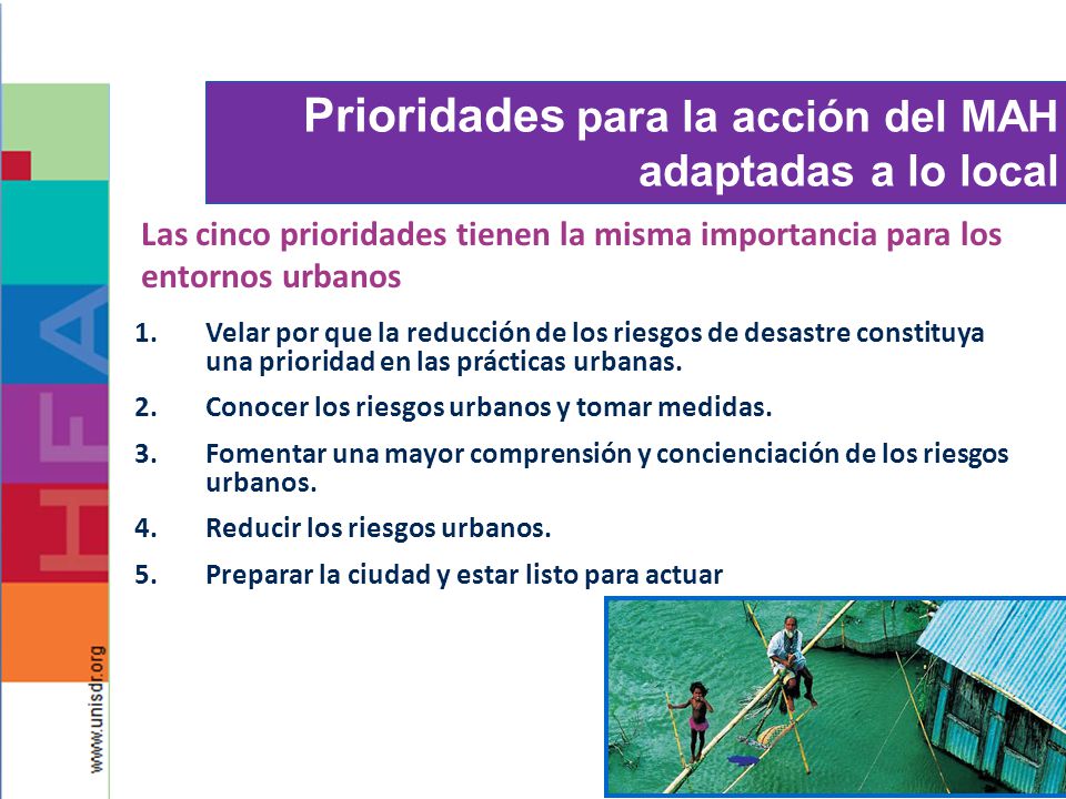 Prioridades para la acción del MAH adaptadas a lo local
