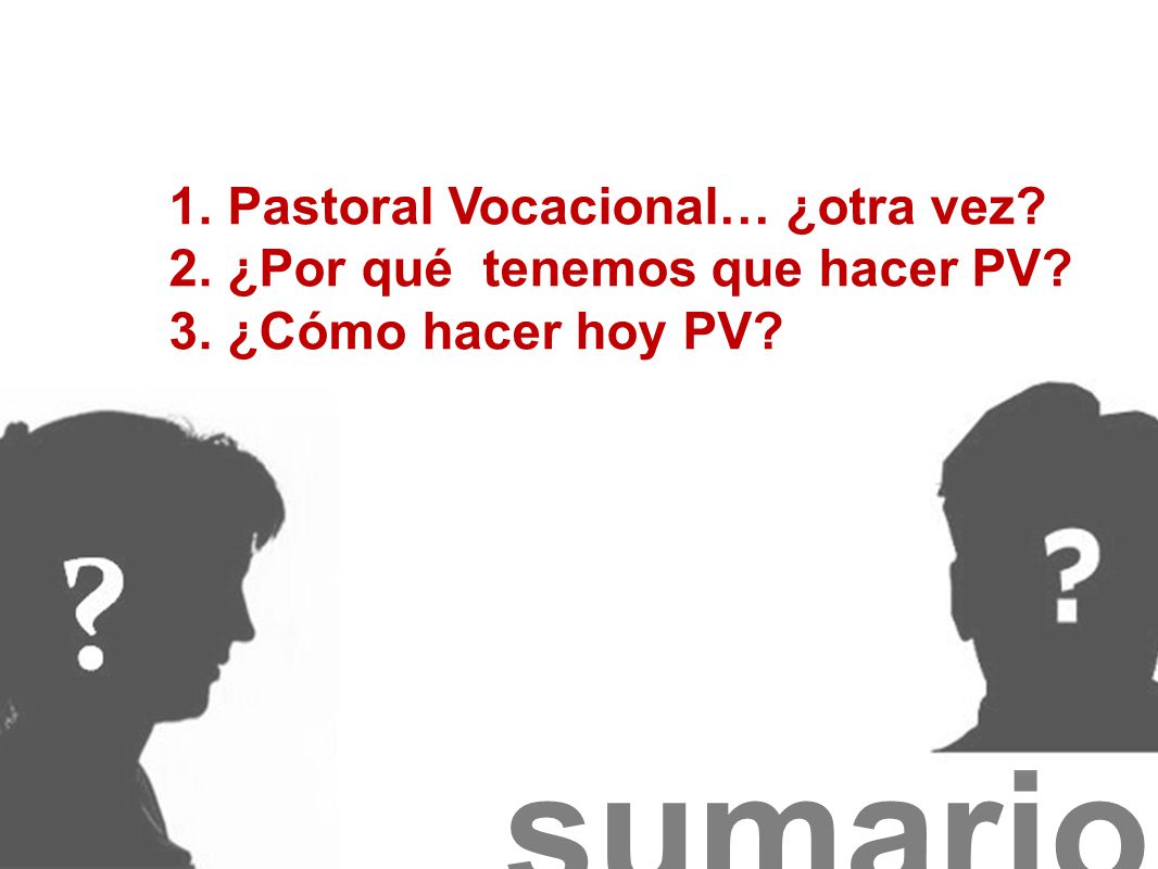 sumario Pastoral Vocacional… ¿otra vez ¿Por qué tenemos que hacer PV