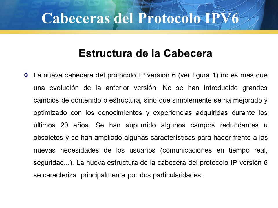 Cabeceras del Protocolo IPV6