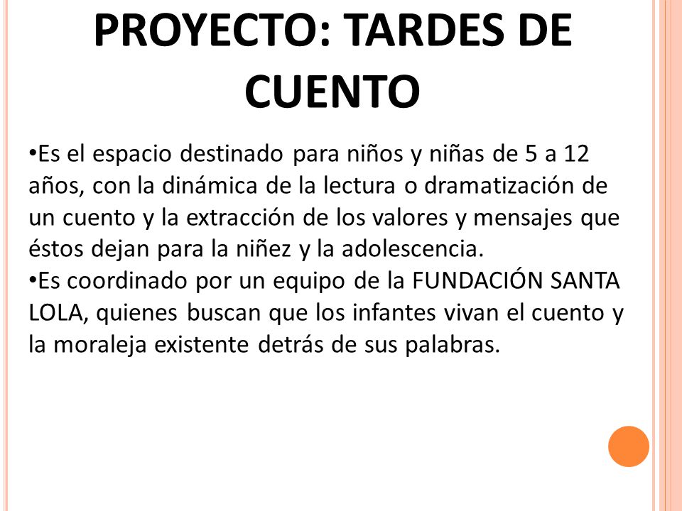 PROYECTO: TARDES DE CUENTO