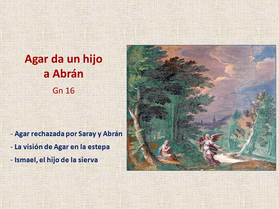 Agar da un hijo a Abrán Gn 16 Agar rechazada por Saray y Abrán