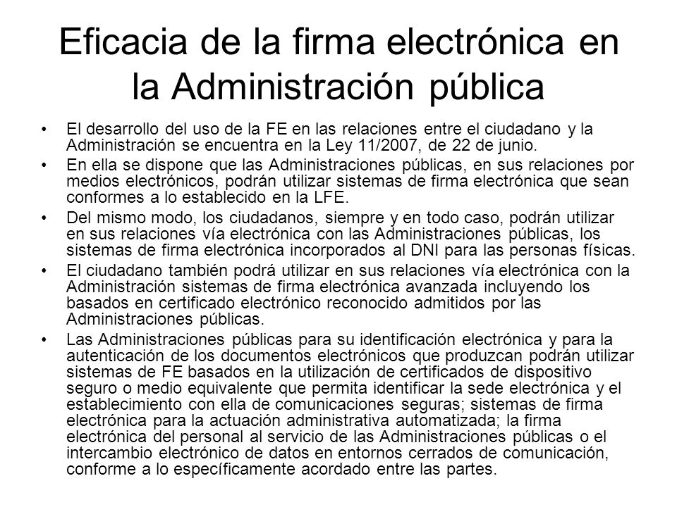 Eficacia de la firma electrónica en la Administración pública