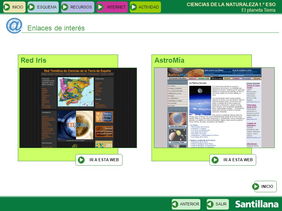 Enlaces de interés Red Iris AstroMía INICIO ESQUEMA RECURSOS INTERNET