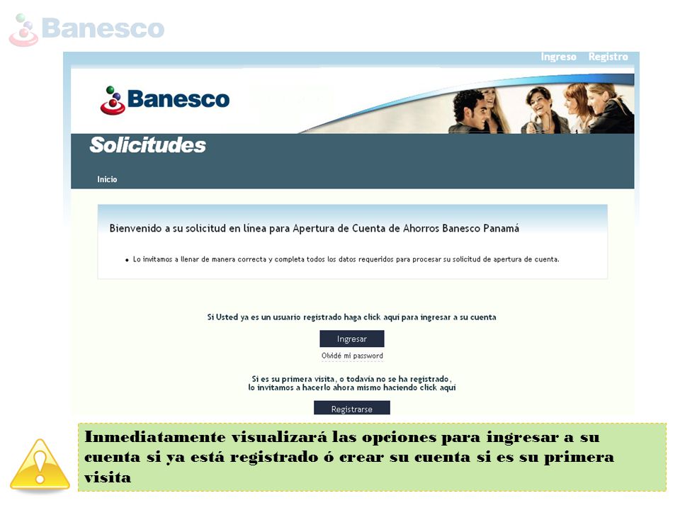 Inmediatamente visualizará las opciones para ingresar a su cuenta si ya está registrado ó crear su cuenta si es su primera visita