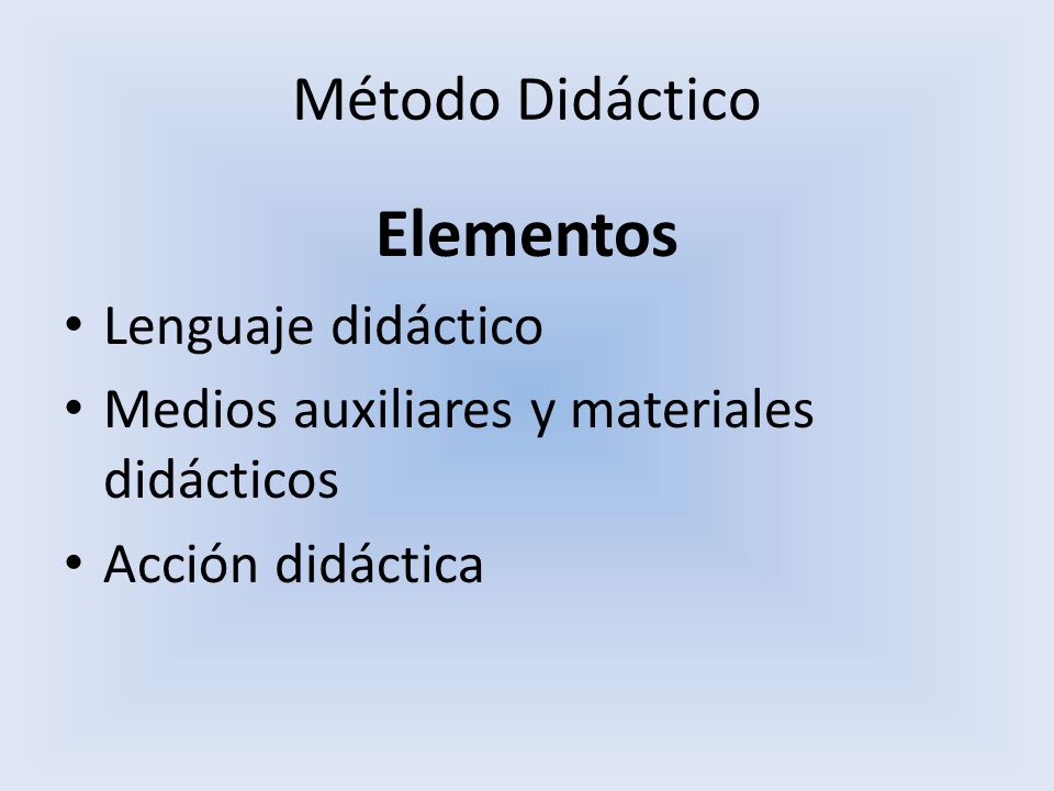 Elementos Método Didáctico Lenguaje didáctico