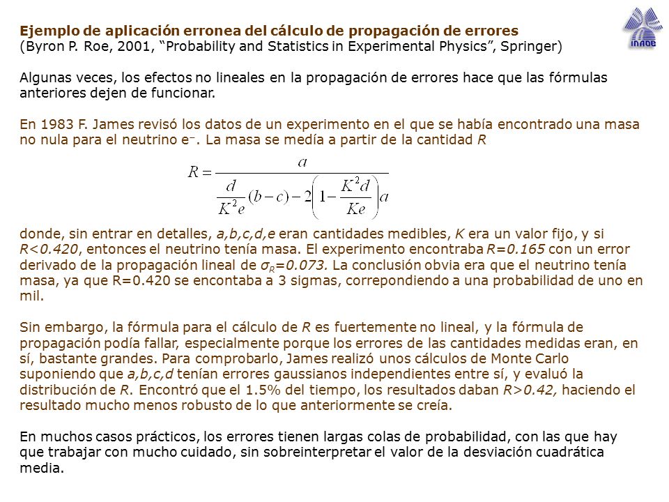 Ejemplo de aplicación erronea del cálculo de propagación de errores