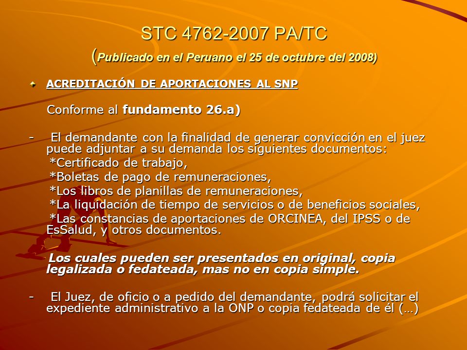STC PA/TC (Publicado en el Peruano el 25 de octubre del 2008)