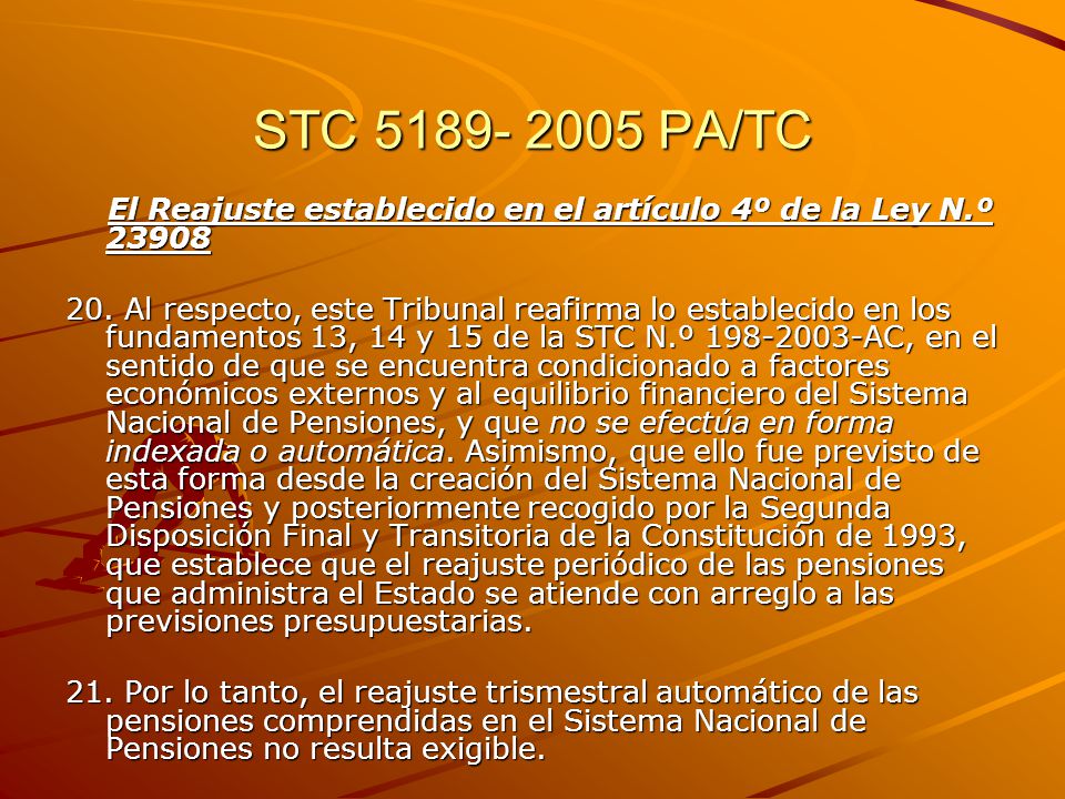 STC PA/TC El Reajuste establecido en el artículo 4º de la Ley N.º