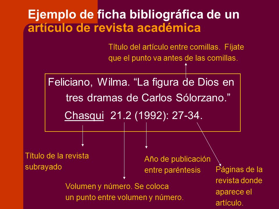 Ejemplo de ficha bibliográfica de un artículo de revista académica