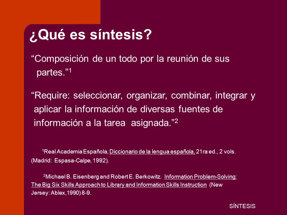 ¿Qué es síntesis Composición de un todo por la reunión de sus