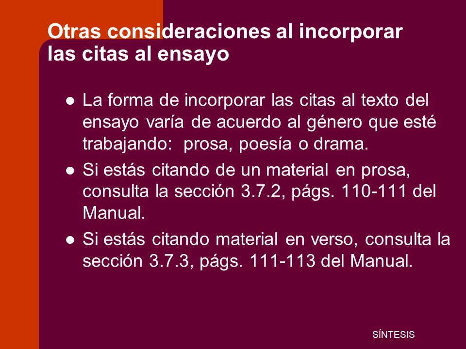 Otras consideraciones al incorporar las citas al ensayo