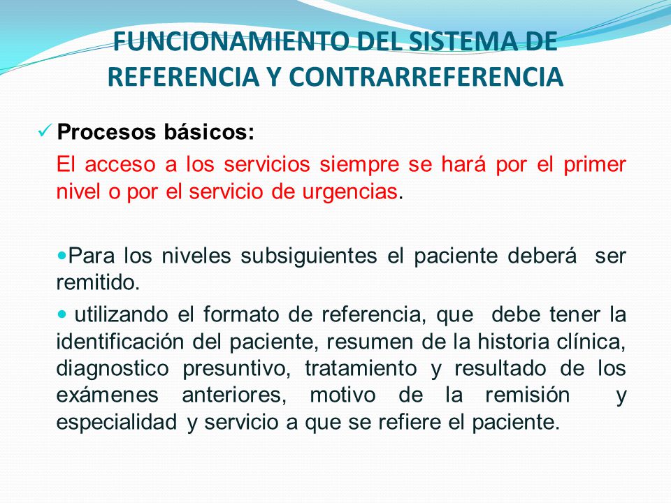 FUNCIONAMIENTO DEL SISTEMA DE REFERENCIA Y CONTRARREFERENCIA