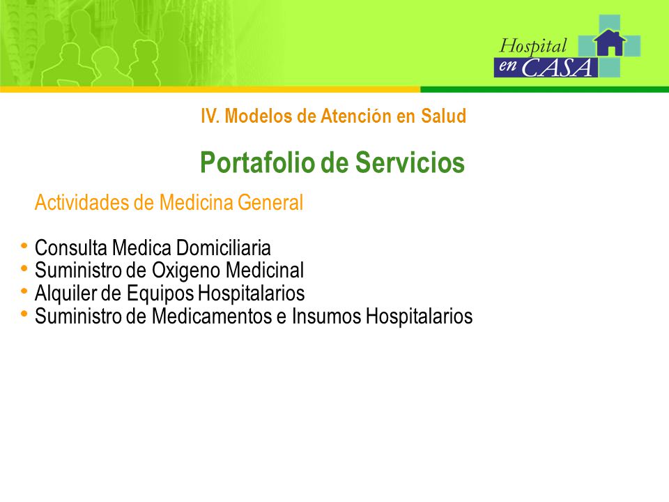 IV. Modelos de Atención en Salud Portafolio de Servicios