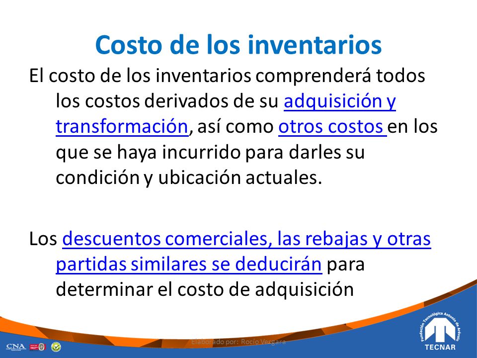 Costo de los inventarios