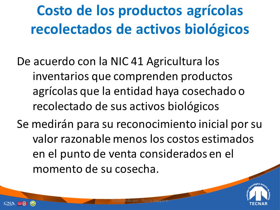 Costo de los productos agrícolas recolectados de activos biológicos
