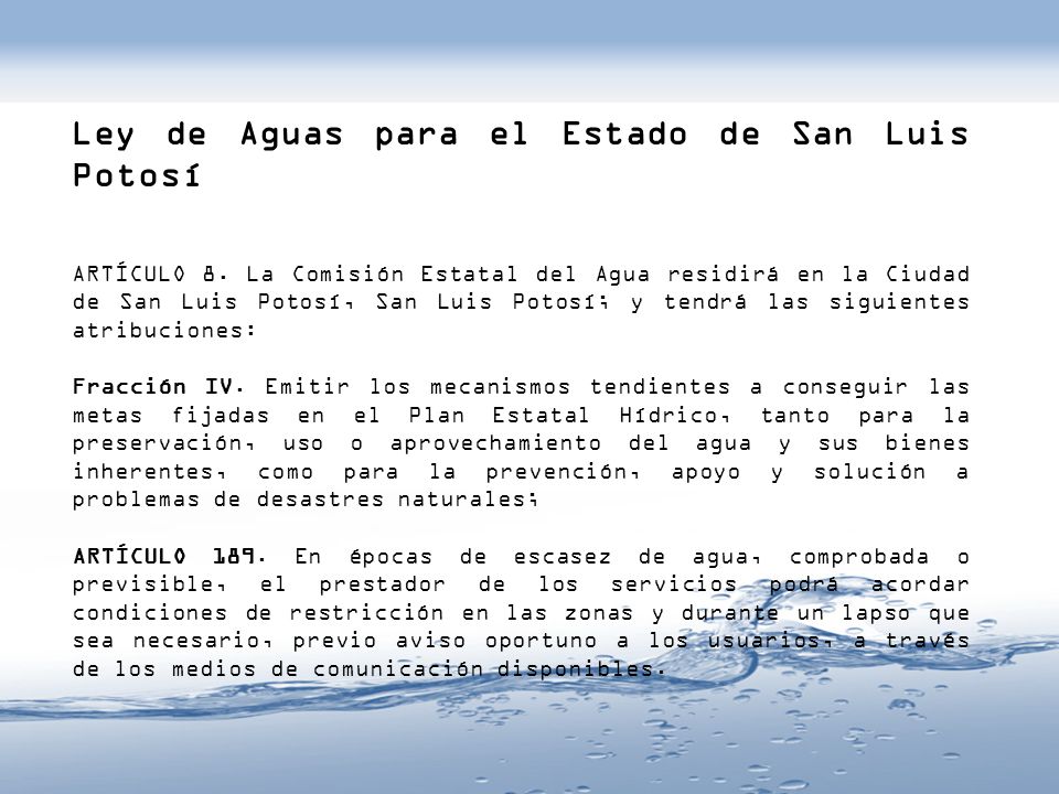 Ley de Aguas para el Estado de San Luis Potosí