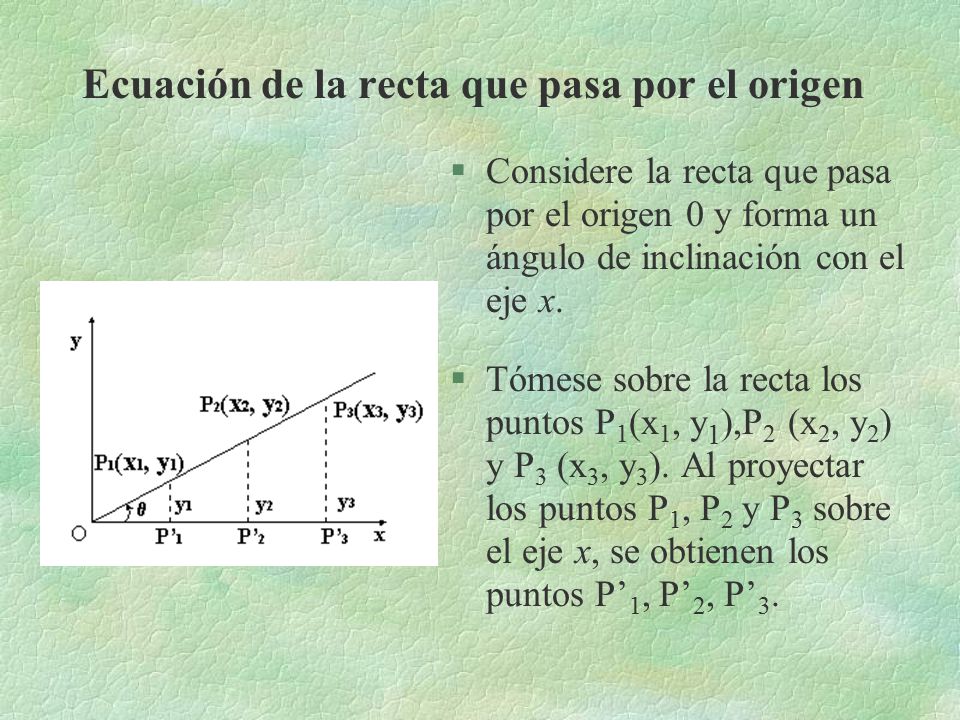 Ecuación de la recta que pasa por el origen