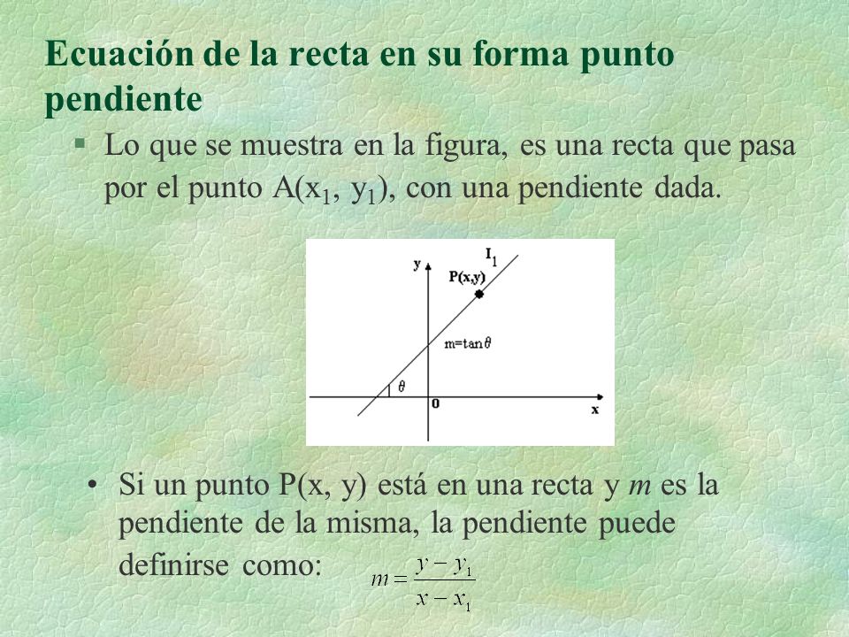 Ecuación de la recta en su forma punto pendiente