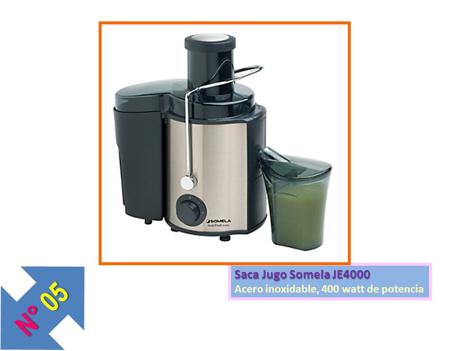 N° 05 Saca Jugo Somela JE4000 Acero inoxidable, 400 watt de potencia