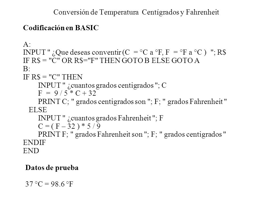 Conversión de Temperatura Centígrados Fahrenheit - ppt descargar