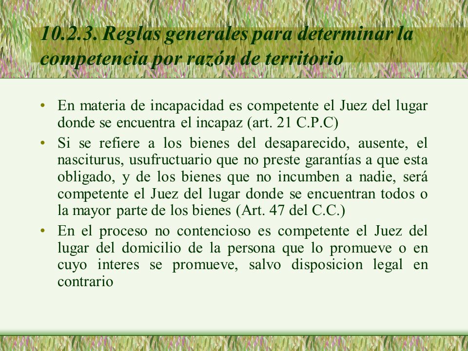 Reglas generales para determinar la competencia por razón de territorio
