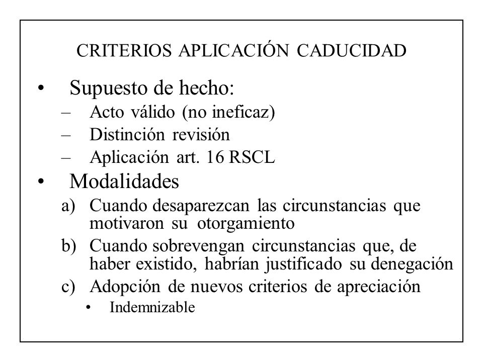 CRITERIOS APLICACIÓN CADUCIDAD