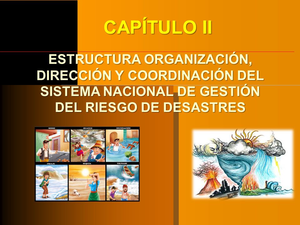 CAPÍTULO II ESTRUCTURA ORGANIZACIÓN, DIRECCIÓN Y COORDINACIÓN DEL SISTEMA NACIONAL DE GESTIÓN DEL RIESGO DE DESASTRES.