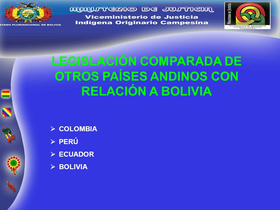 LEGISLACIÓN COMPARADA DE OTROS PAÍSES ANDINOS CON RELACIÓN A BOLIVIA